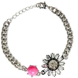 Starburst Rhinestone Gunmetal Link Chain Bracelet